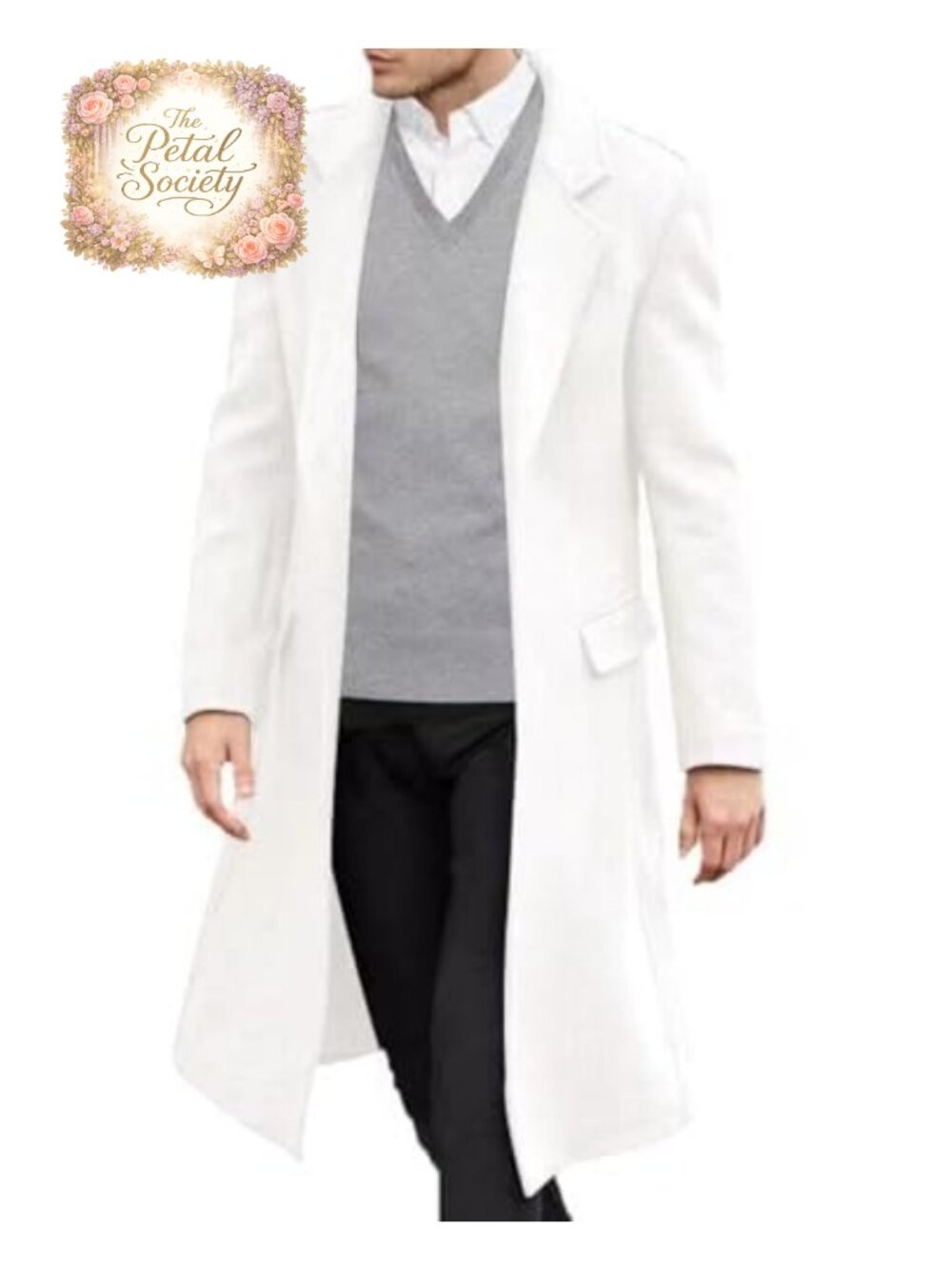 Mens Trench Coat Single Breasted Long Pea Coat Overcoat Slim Fit